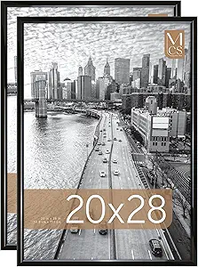 MCS Trendsetter 20x28 Poster Frame Black High-Gloss, Vertical & Horizontal Wall Hanging Large Picture Frame for Photos, Posters & Art Prints (2-Pack)