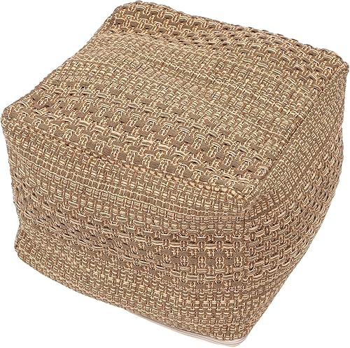 LIFKOME Reposapiés cuadrado otomano de algodón, hecho a mano, tejido a mano, reposapiés de algodón y lino, cojín cuadrado para el suelo, cojín de