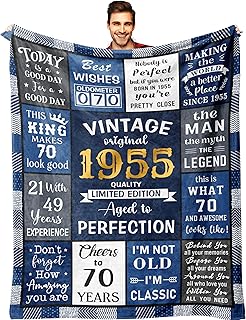 Ryubein 70th Birthday Gifts for Men, 70 Year Old Birthday Gifts for Men, Best Gifts for 70 Year Old Man, 1955 Birthday Gifts for Man, 70th Birthday Decorations Ideas Present Throw Blanket 50" X 60"