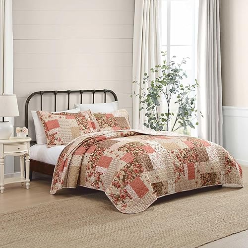 Miniatura 10 de Laura Ashley - Juego de edredón Queen, ropa de cama reversible de algodón con fundas a juego, decoración del hogar inspirada en retazos (Celina