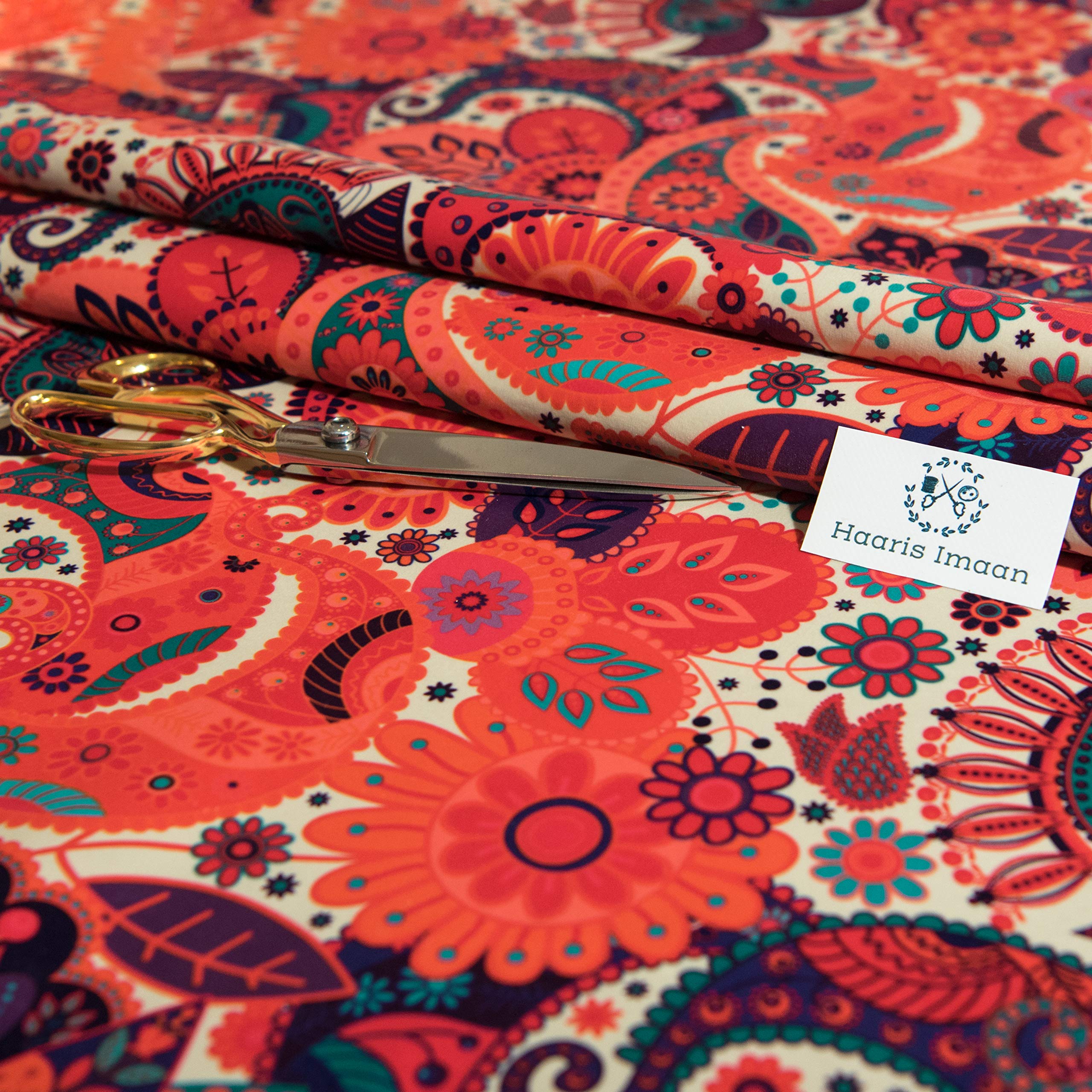 Ethnic Printed Water Resistant Velvet Upholstery Fabric | Fire Retardant Material | Premium Quality | Durable and Stylish Choice for Interiors | Sold by The Metre (Madras)