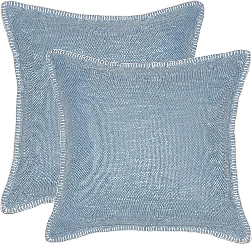 Miniatura 8 de Paquete de 2 fundas de almohada con borde cosido recortado, fundas de almohada cuadradas de 18 x 18 pulgadas, fundas de cojín decorativas (sin