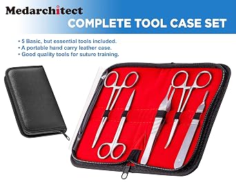 Medarchitect Suture Practice Complete Kit (30 Pieces) for Medical Student Suture Training, Include Upgrade Suture Pad with Pre-Cut Wounds, Suture Tools, Suture Thread & Needle