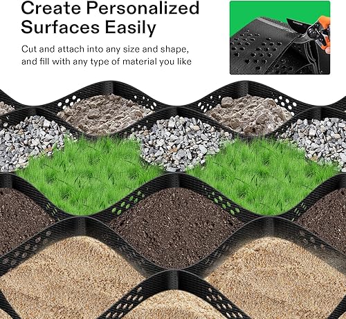 Miniatura 5 de VIVOSUN Rejilla de Suelo de 4 Pulgadas de Profundidad, 9x17 pies, Geocelda de HDPE de Alta Densidad, Carga de 1885 libras por pie cuadrado, Plegable