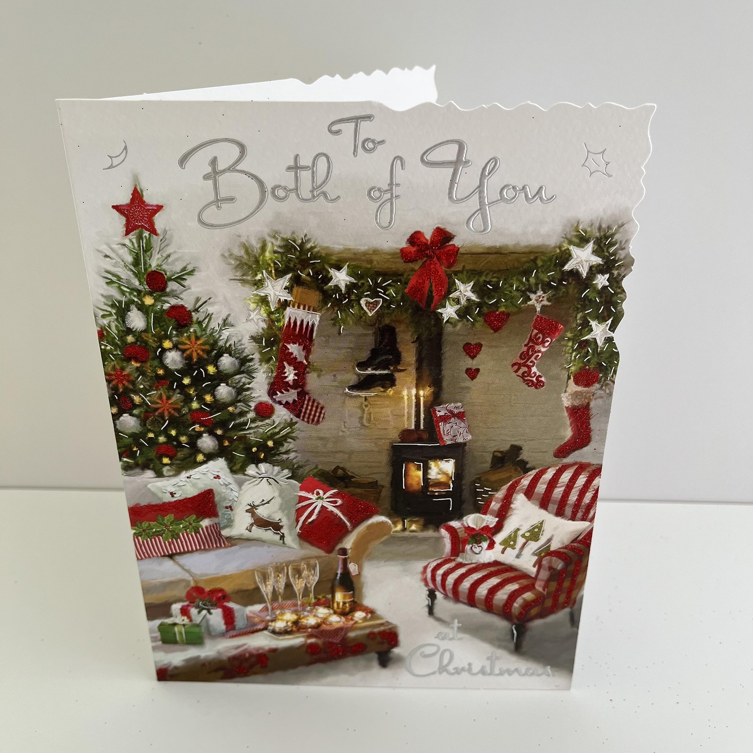 Weihnachtskarte „To Both Of You“ Mit Kamin-Design – 145x194 Mm, Mit Umschlag
