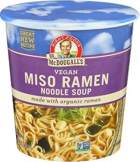 Dr. McDougall's Organic Garlic Ginger Miso Big Soup Cup with Noodles - Vegan Heart-Healthy Instant Soup, 1.9 oz