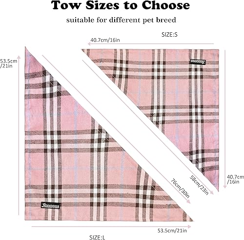 Miniatura 2 de Pañuelo ajustable para perro, 1 bufanda triangular de algodón suave y lavable para perros y gatos pequeños, medianos y grandes (rosa, S)