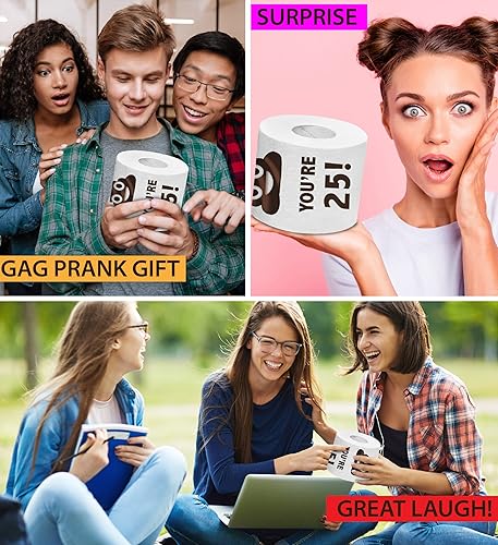Miniatura 4 de Impreso TP Holy Poop You're 25 - Papel higiénico impreso, regalo de broma, divertido cumpleaños número 25 para la mejor broma, sorpresa, decoración