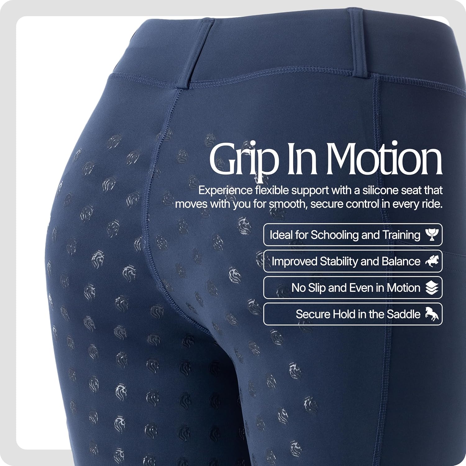 Equinavia Classic Womens Silicone Full Seat Horse Riding Pants with Phone Pockets | Equestrian Breeches Schooling Tights - Image 3