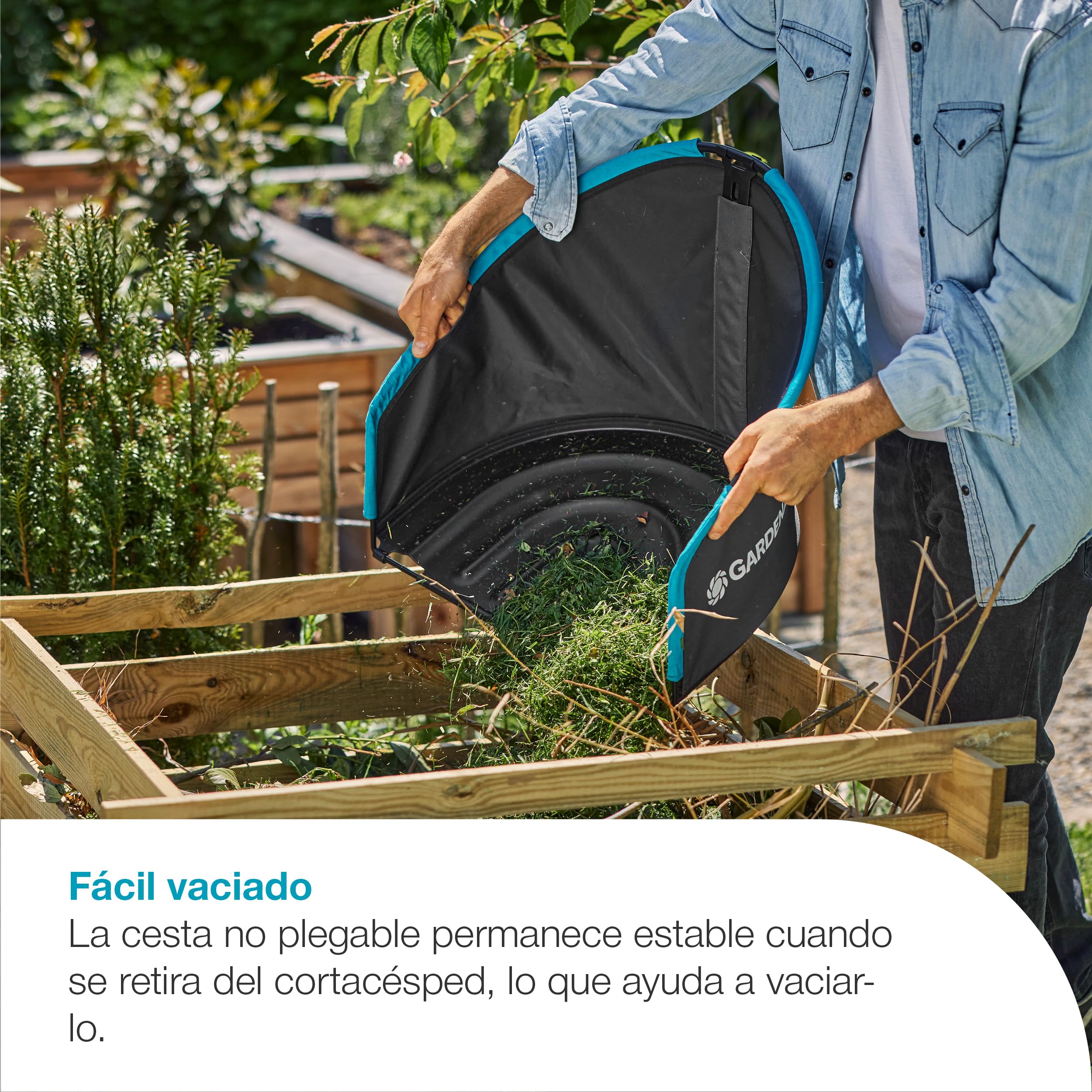 GARDENA GrasopvanGBak Segadoras de jaulas: Se Puede Utilizar como Pala, Almacenamiento Que Ahorra Espacio, Capacidad de 49 litros, diseño Compatible, fácil de vaciar (11770-20)