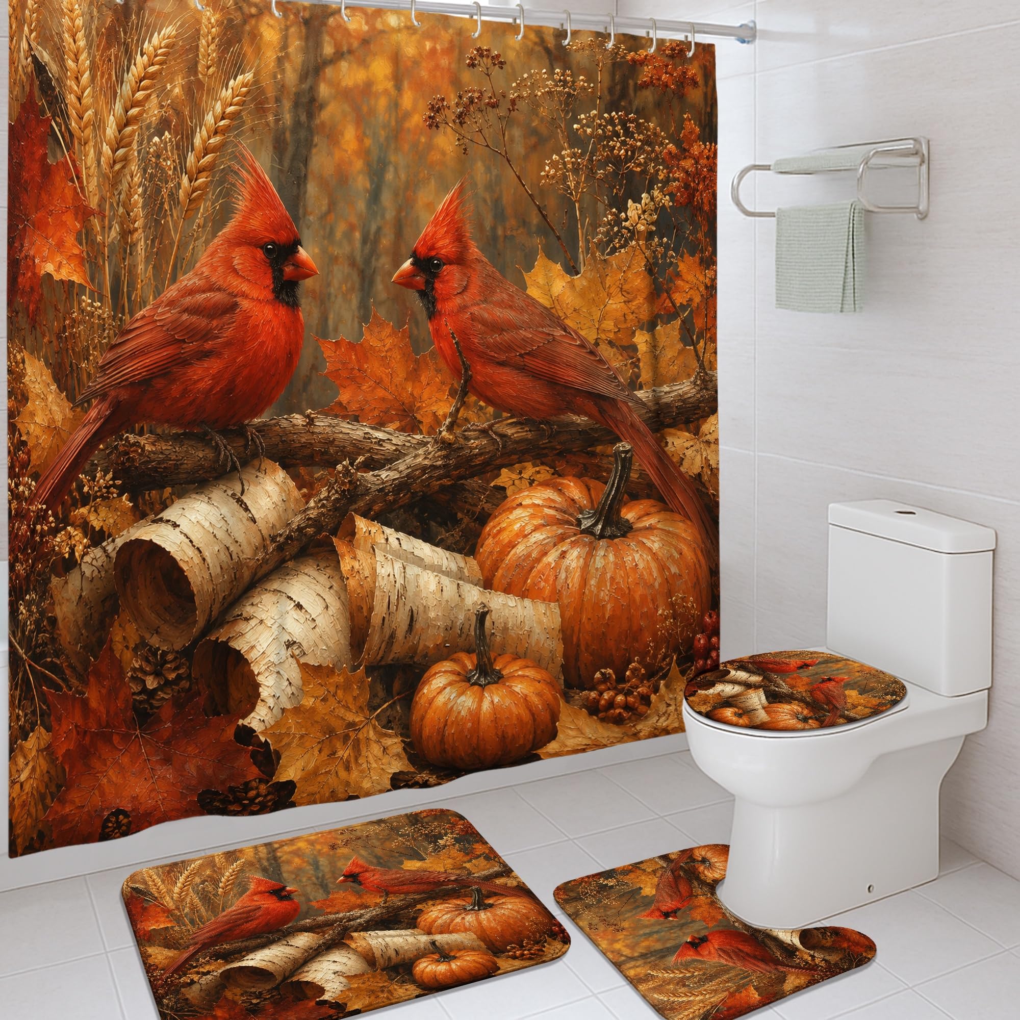 Rideau de douche cardinal anti-éclaboussure en tissu polyester rustique