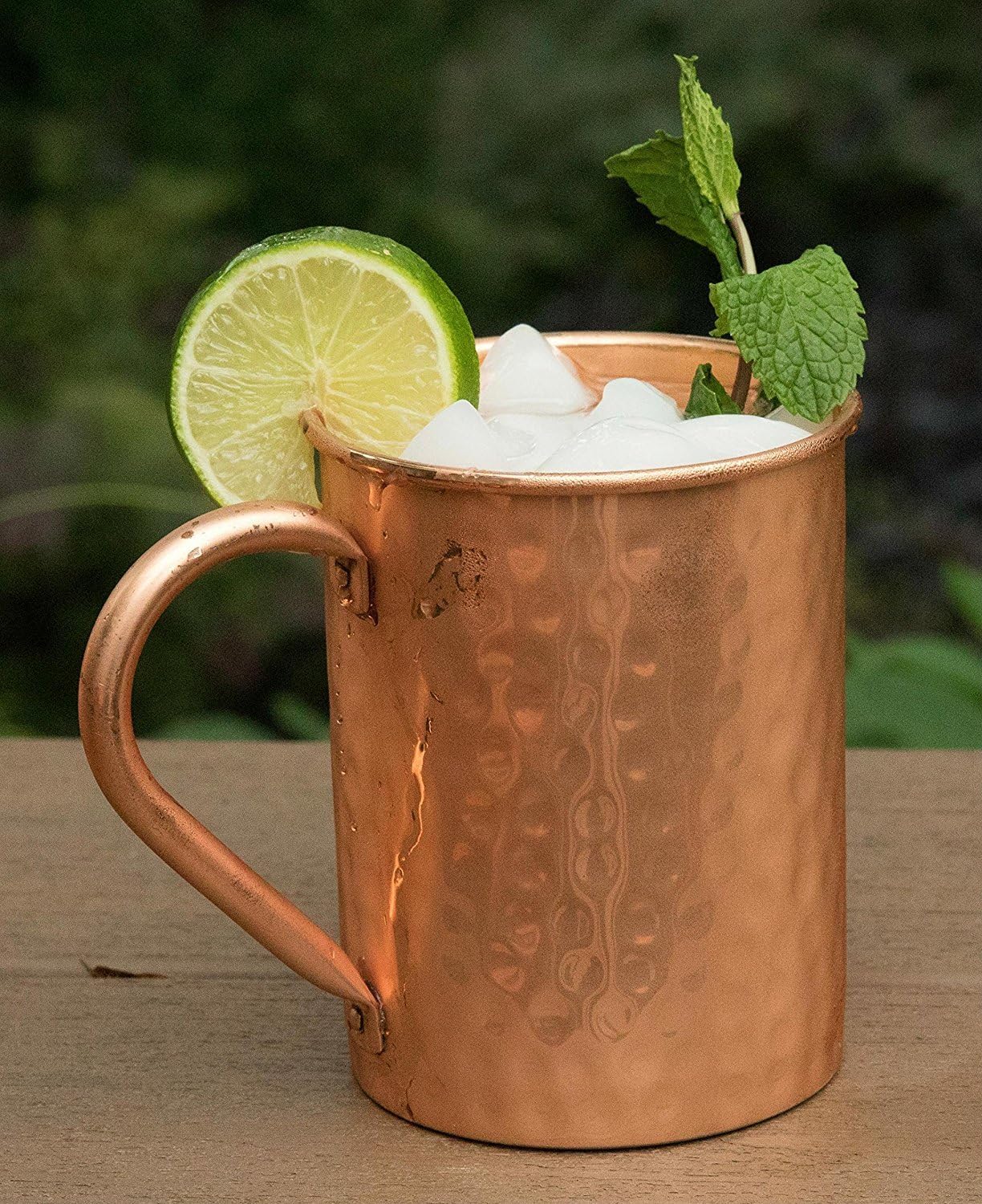 Copper Mug Handcrafted from 100% Pure Copper Unique Hammered Finish - No Liner for Ayurveda Health - Riveted Handle for Strength Rustic Vintage Home Decor Gifts