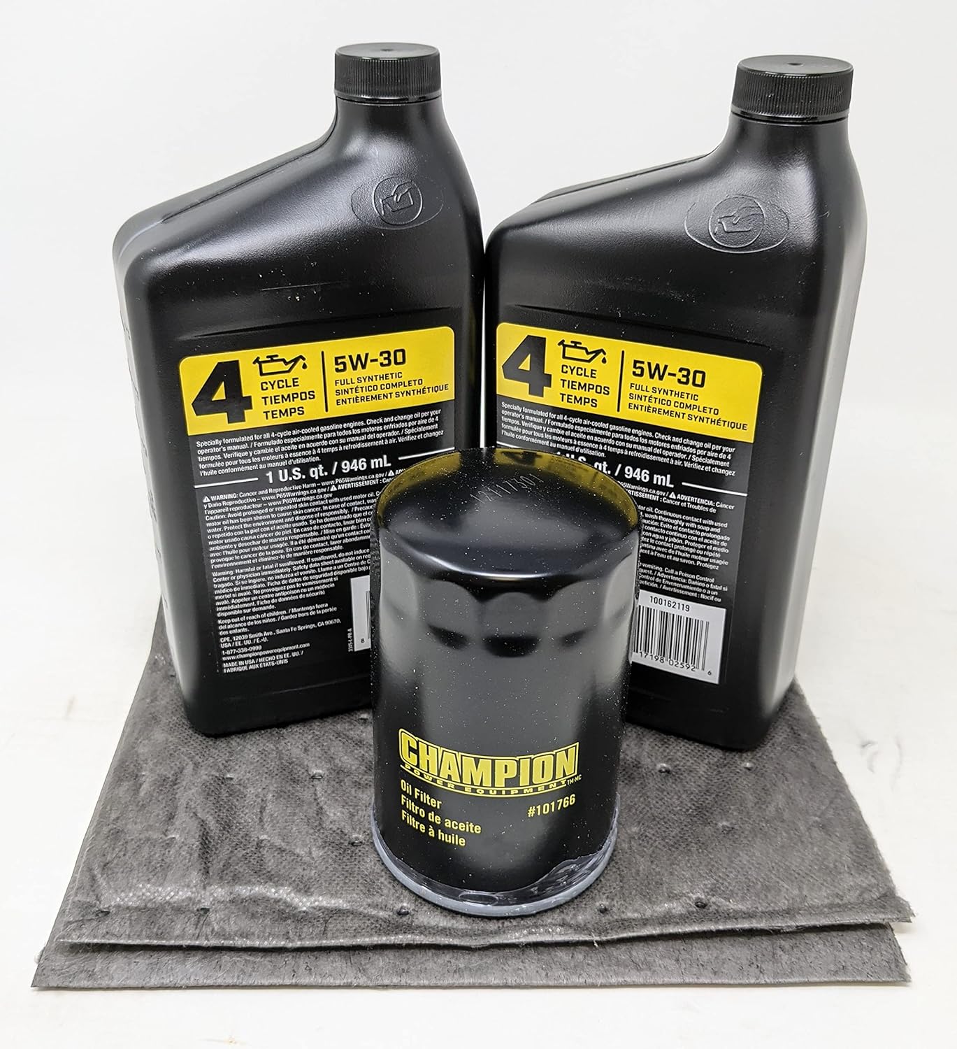 Champion Generator 5W-30 Full Synthetic Oil Change Kit 2 Quarts oil and Filter