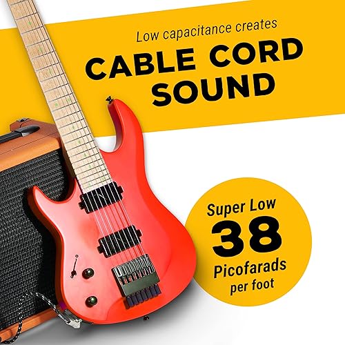 Miniatura 5 de GLS cable de audio para guitarra, cable de amplificador para bajo y guitarra eléctrica, en ángulo recto, cable para instrumento de 14 de pulgada, de