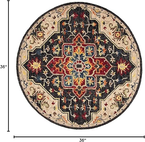 Miniatura 16 de SAFAVIEH Aspen Collection APN511H - Alfombra de lana bohemia hecha a mano de 8 x 10 pies, color carbón y crema