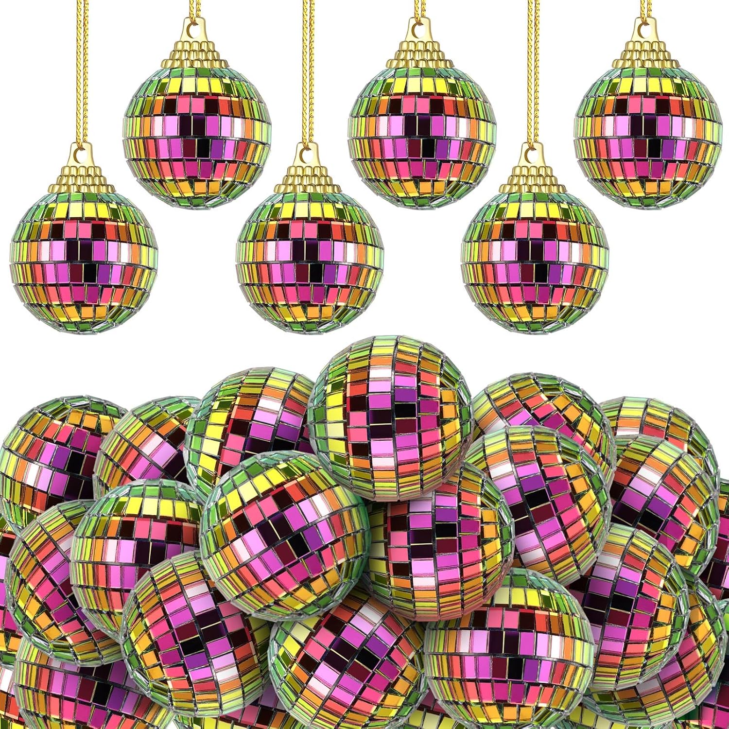 24 Pieces Mini Disco Ball Ornaments Disco Ball 70s Party