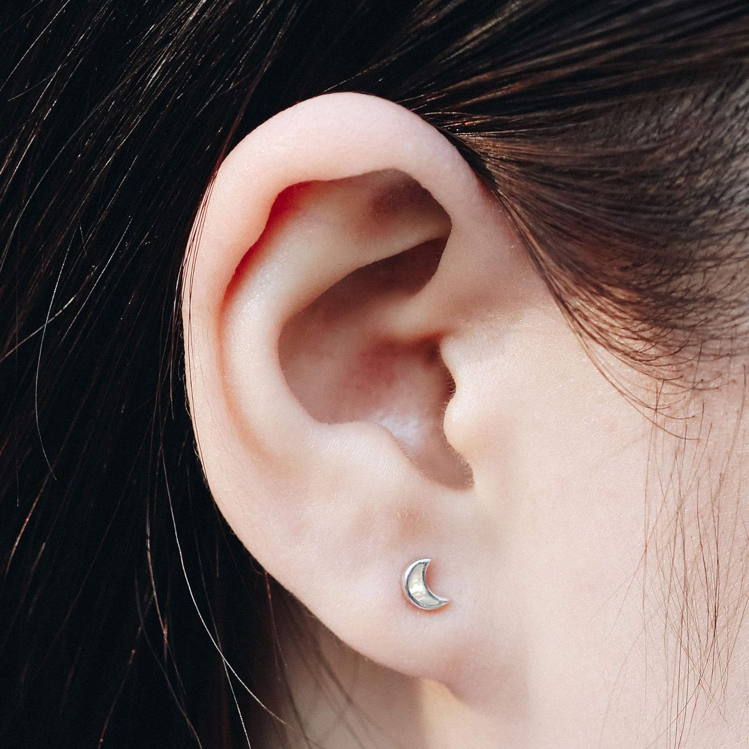 Boma Jewelry Sterling Silver Crescent Moon Stud Earring