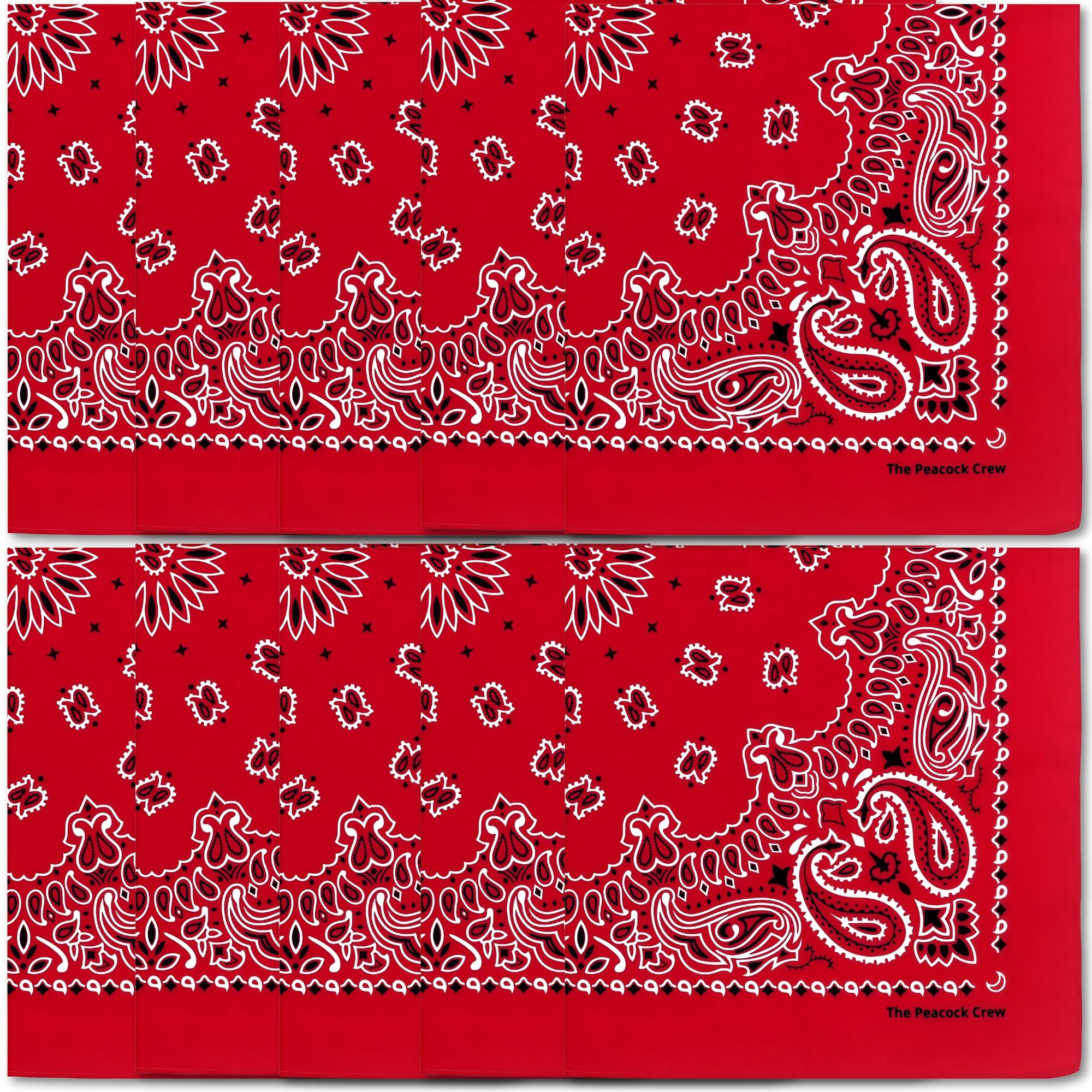 The Peacock Crew Premium Soft Cotton Bandanas Pack for Men and Women Paisley 22 x 22 inches