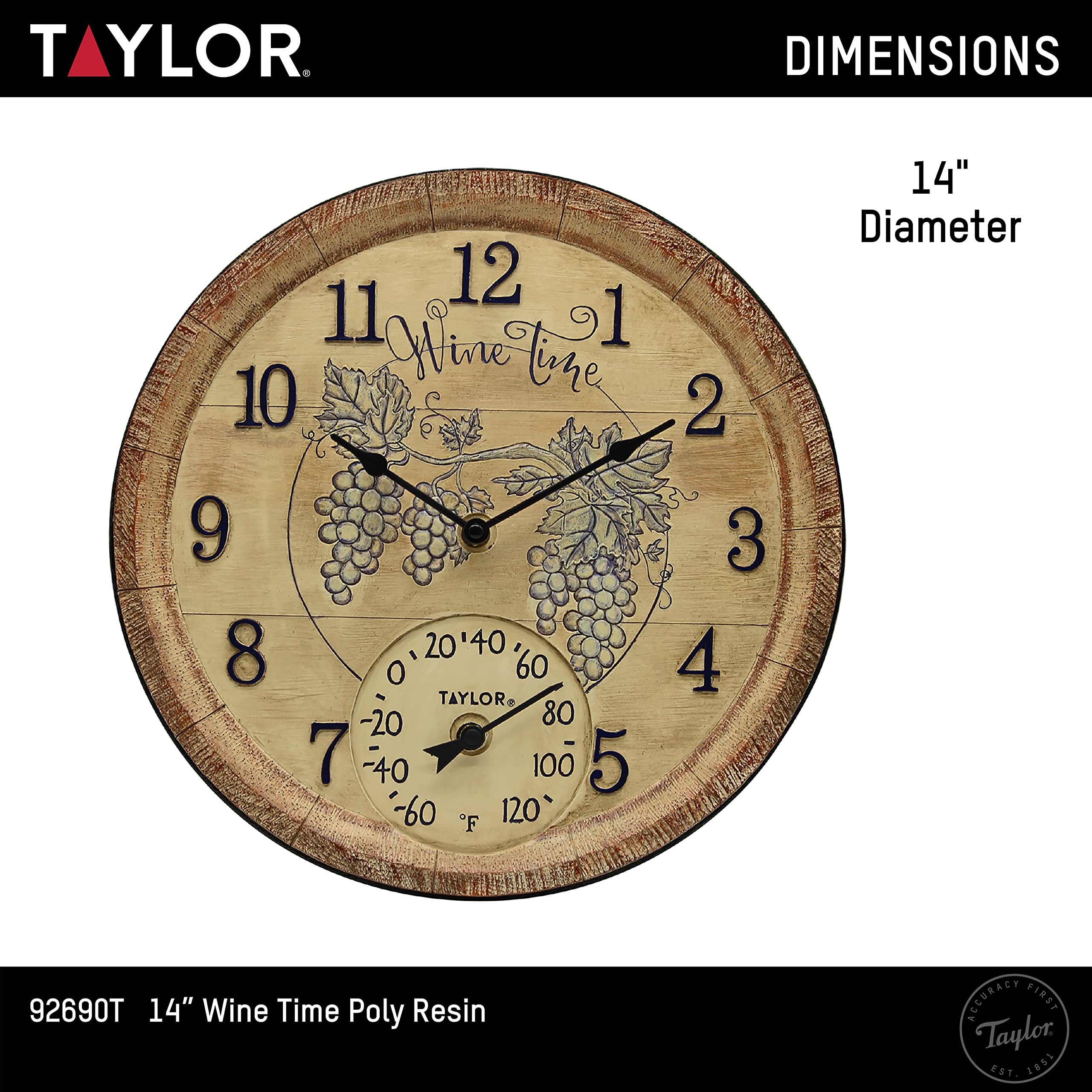 taylor outdoor clock thermometer