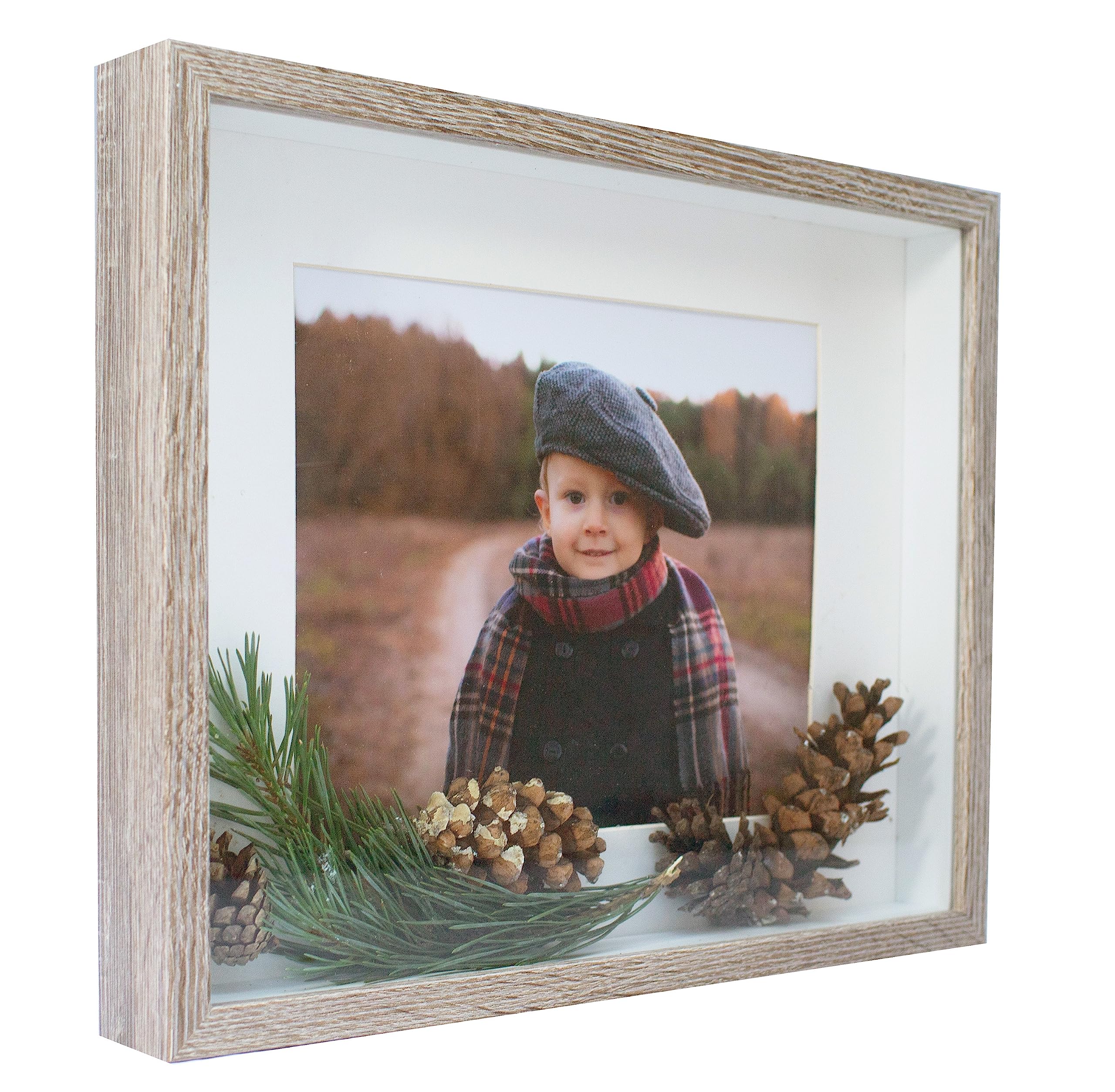 BD ART Shadow Box 3D 11x14 Inch, Display Box Photo Frames, Oak Truffle, Picture Frame with Wall and Tabletop for 8x10 inch Photo, for Crafts, Photos, Souvenir, Baby Items, dried Flowers, Medals