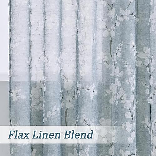 Miniatura 4 de Cortinas transparentes de mezcla de lino con diseño floral Fmfunctex