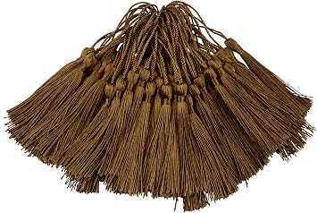 100pcs 13cm/5 Inch Silky Floss Bookmark Tassels with 2-Inch Cord Loop and Small Chinese Knot for Jewelry Making, Souvenir, Bookmarks, DIY Craft Accessory Coffee