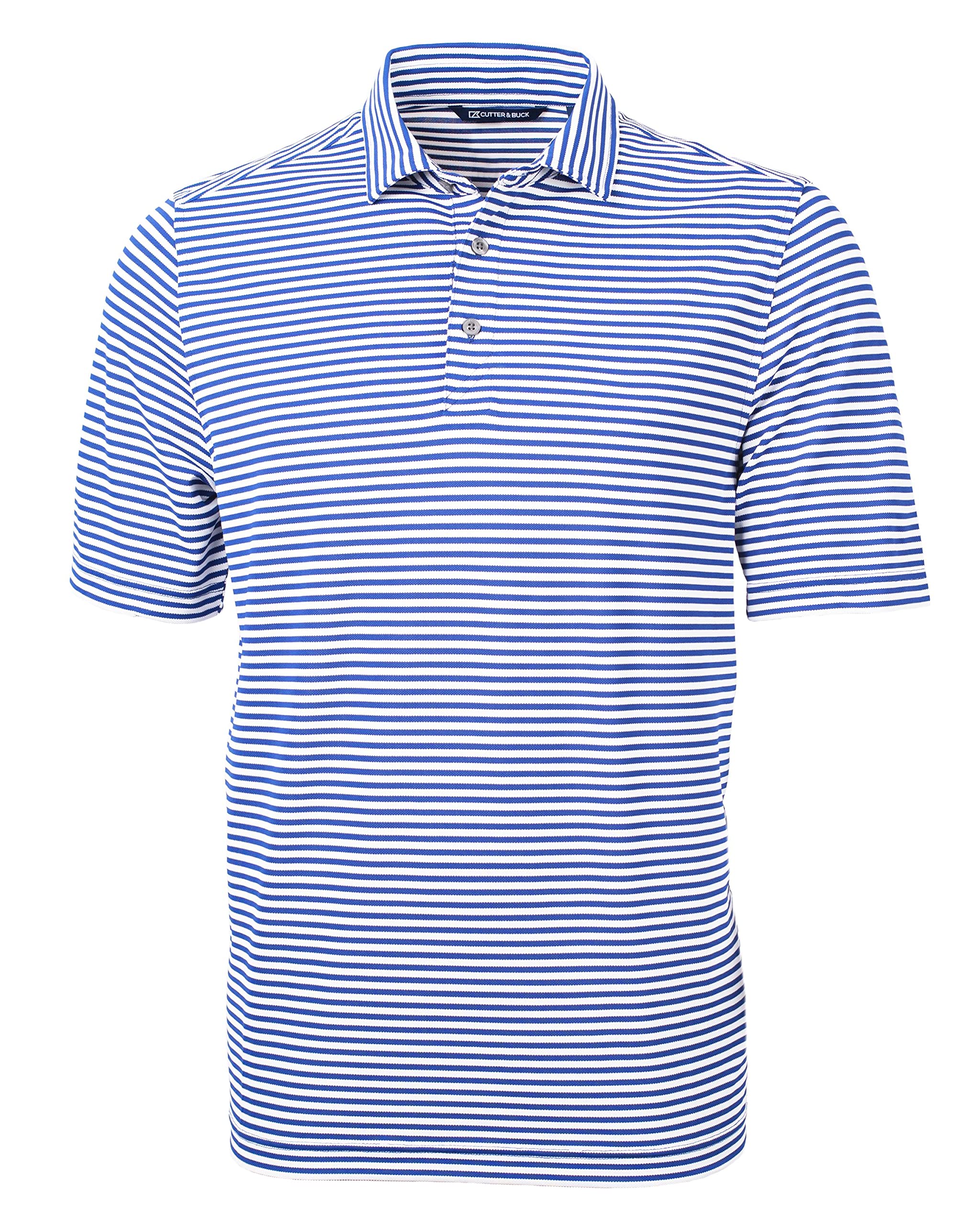 Cutter & Buck Men's Short Sleeve Virtue Eco Pique Stripe Recycled Polo Shirt, Chelan, XXL
