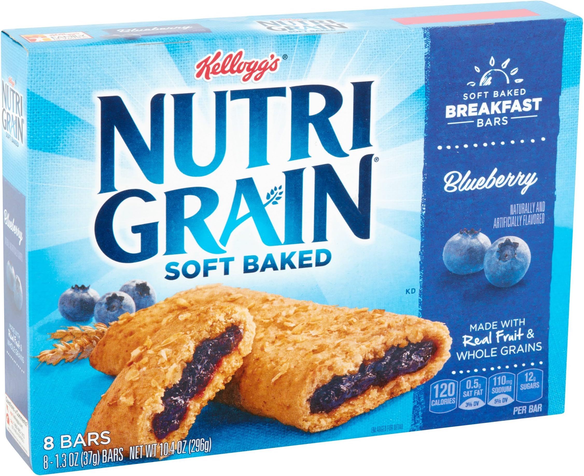 Kellogg's Nutri-Grain Blueberry Cereal Bars, 1.3 oz, 8 count