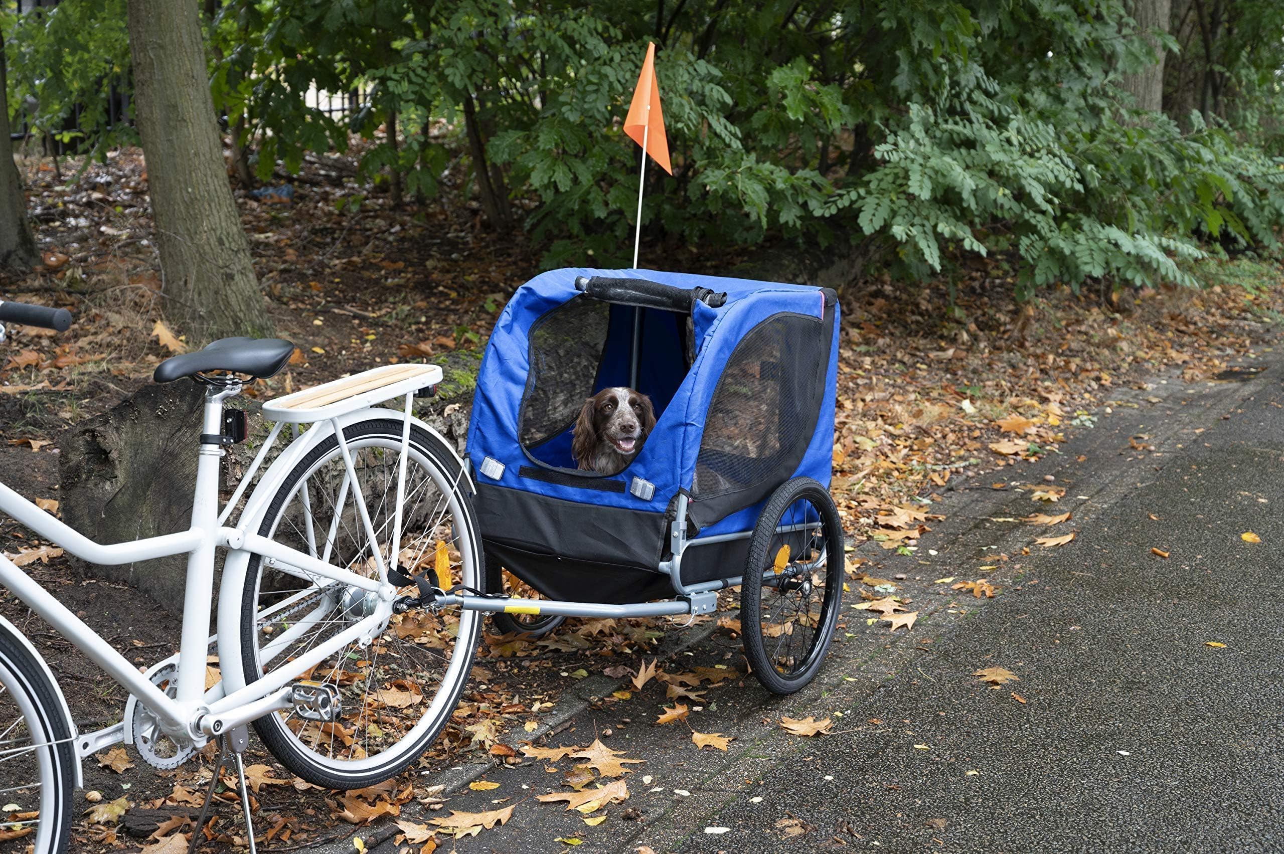 Velo Remorque Chien Pliable - Cariole Velo Chien Max. 40 KG - Remorque de Vélo pour Animaux de Compagnie - 75 x 52 x 65 cm - Bleu/Noir