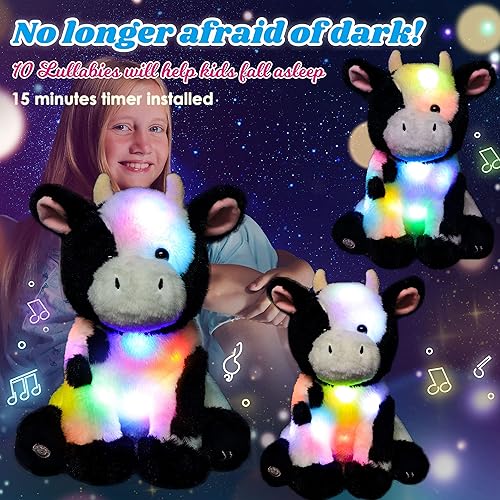 Miniatura 6 de Cuteoy Juguete musical LED de peluche de vaca lechera con luz de vaca lechera volumen ajustable 3 niveles animales cantantes animados calma festival