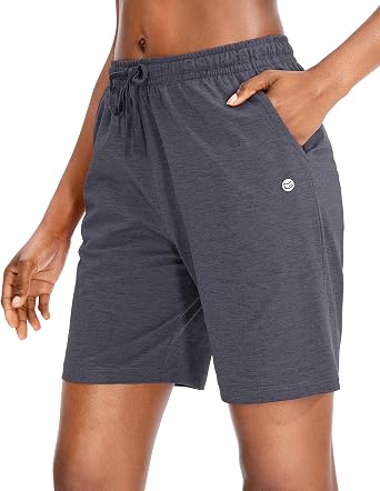 Womens Shorts 7" / 9" with 3 Pockets Elastic Waist Bermuda Long Shorts