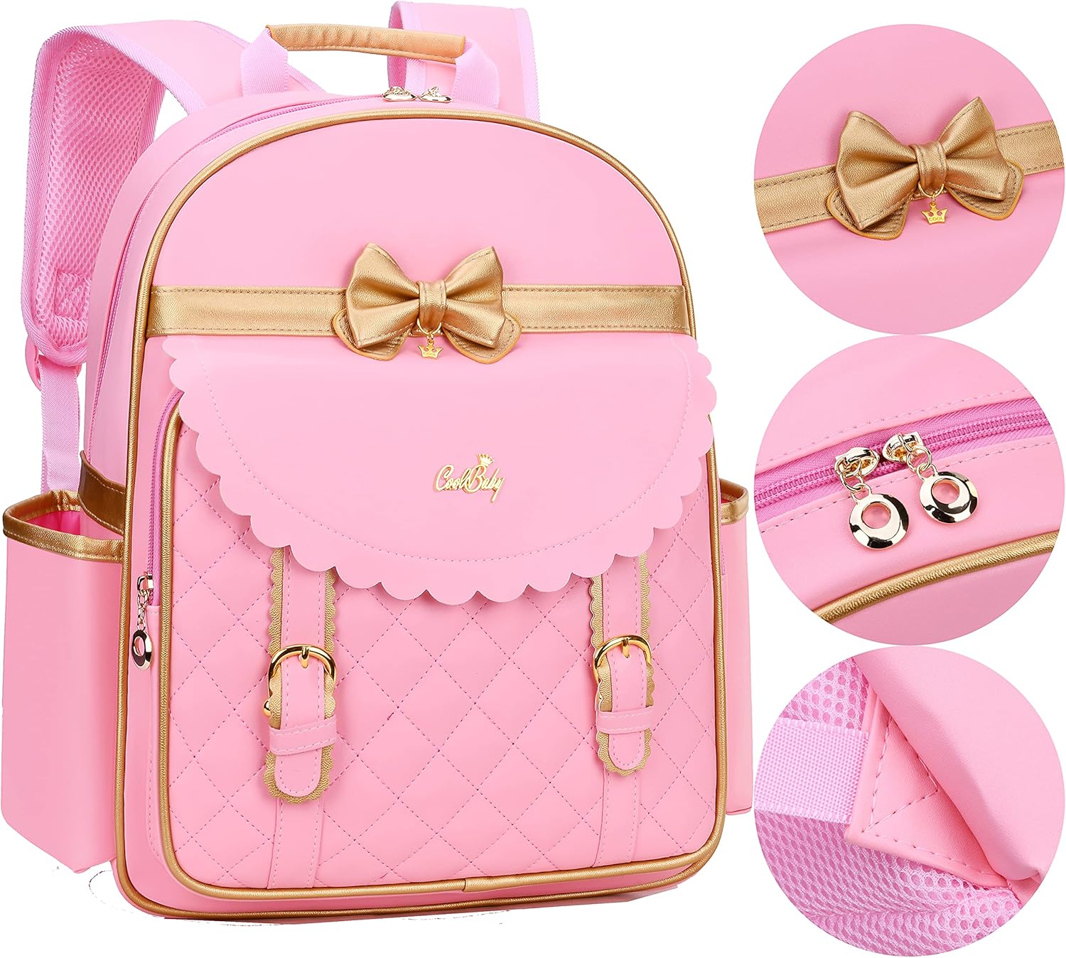 Gazigo Children Princess Waterproof PU Backpack for Girls Elementary School Girl Bookbags - Image 3