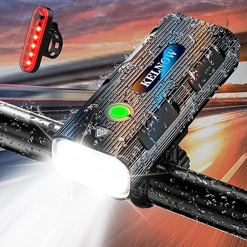 Miniatura 7 de 2024 8 luces LED para bicicleta para conducción nocturna, 9000 lúmenes USB recargable LED faro y 14 modos de luz trasera colorida, 5800 mAh súper