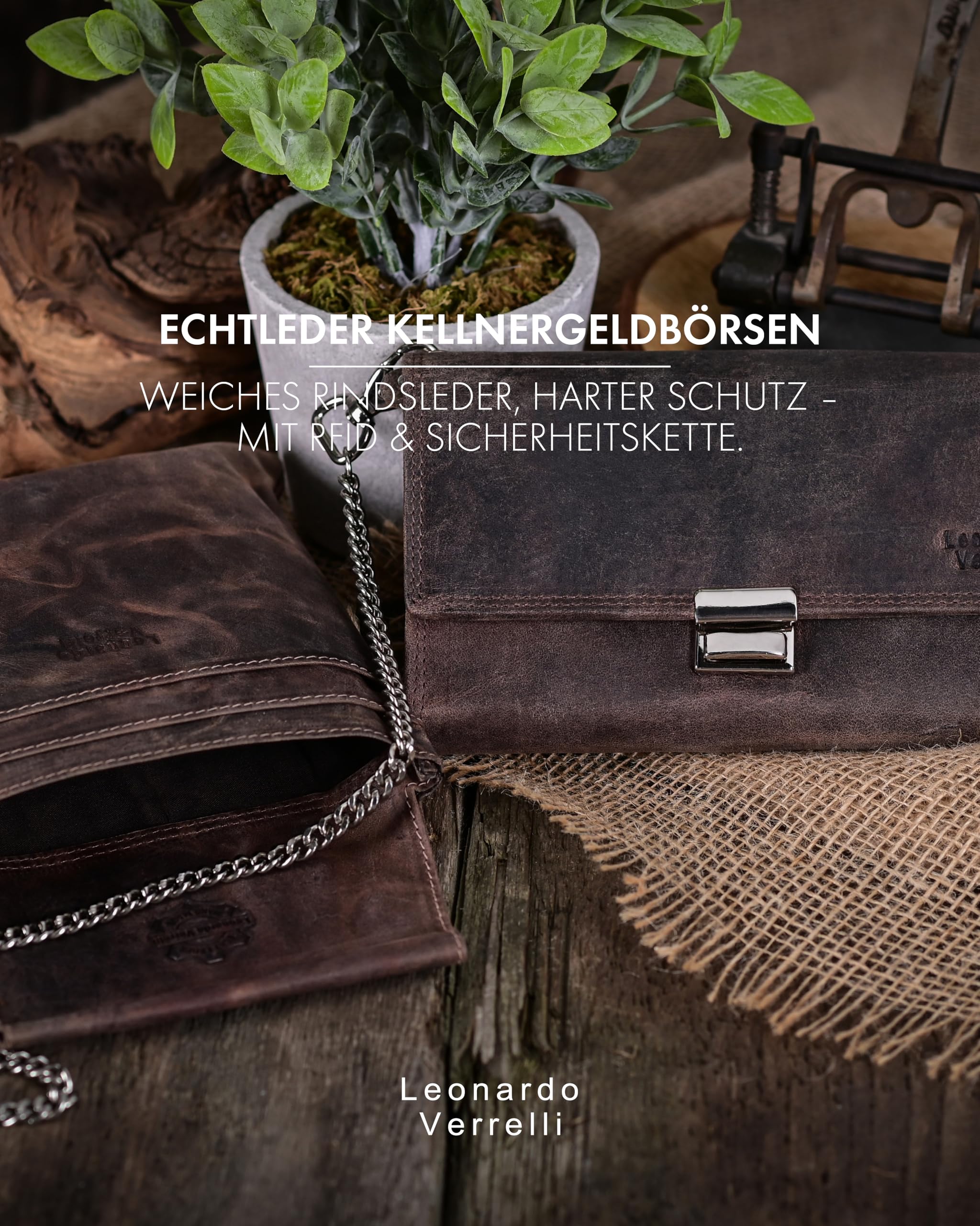 Cartera de camarero de piel con funda, monedero para operaciones de gastronomía con trabilla para cinturón, para operaciones hombre y mujer, marrón, 21x15, Clásico
