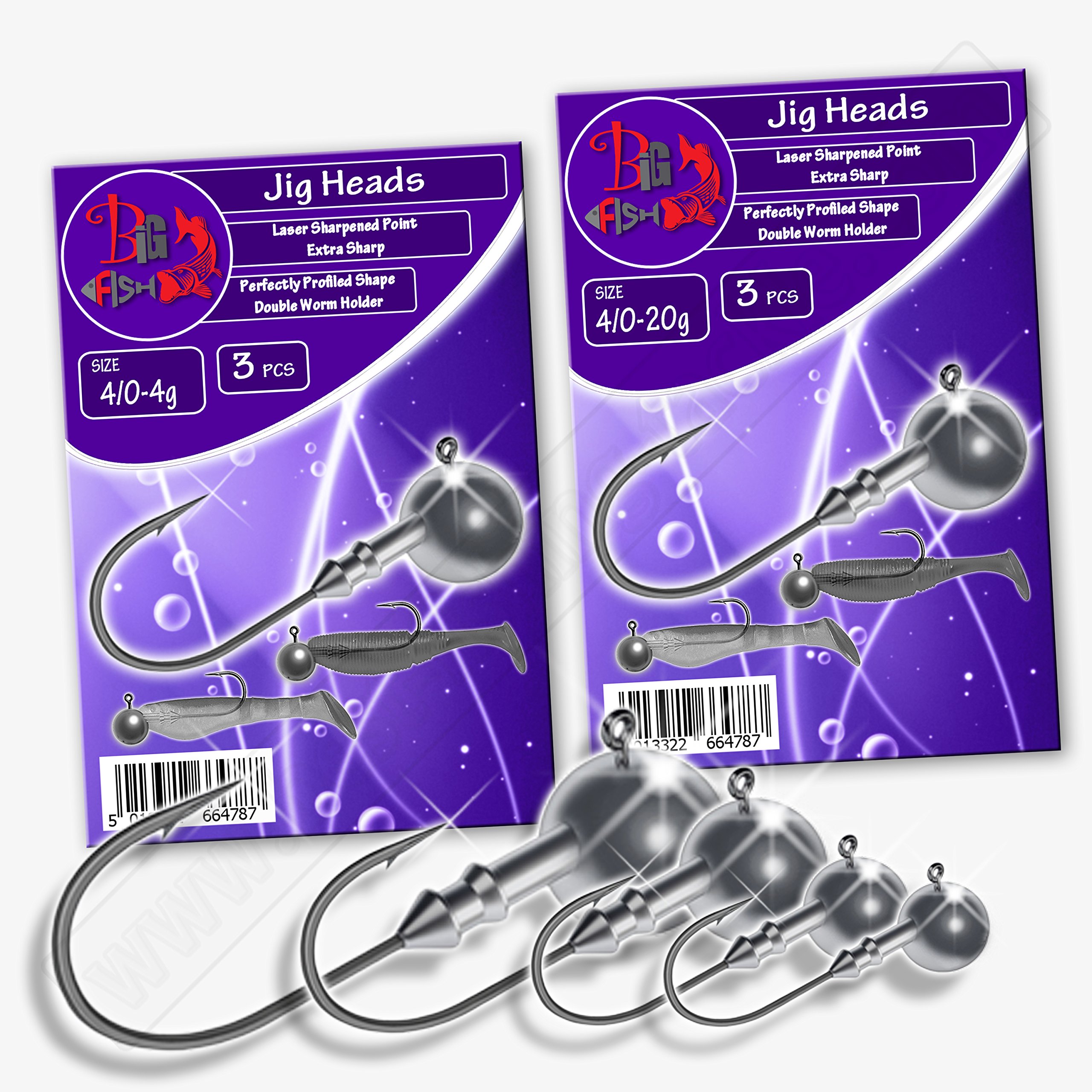 Jig Heads 4/0 4g-20g SHARP STRONG Hooks Perch Pike Sea Fishing Tackle Soft Lure (S08-6pcs size 4/0-10g [3/8oz] Big Fish Jig Heads)