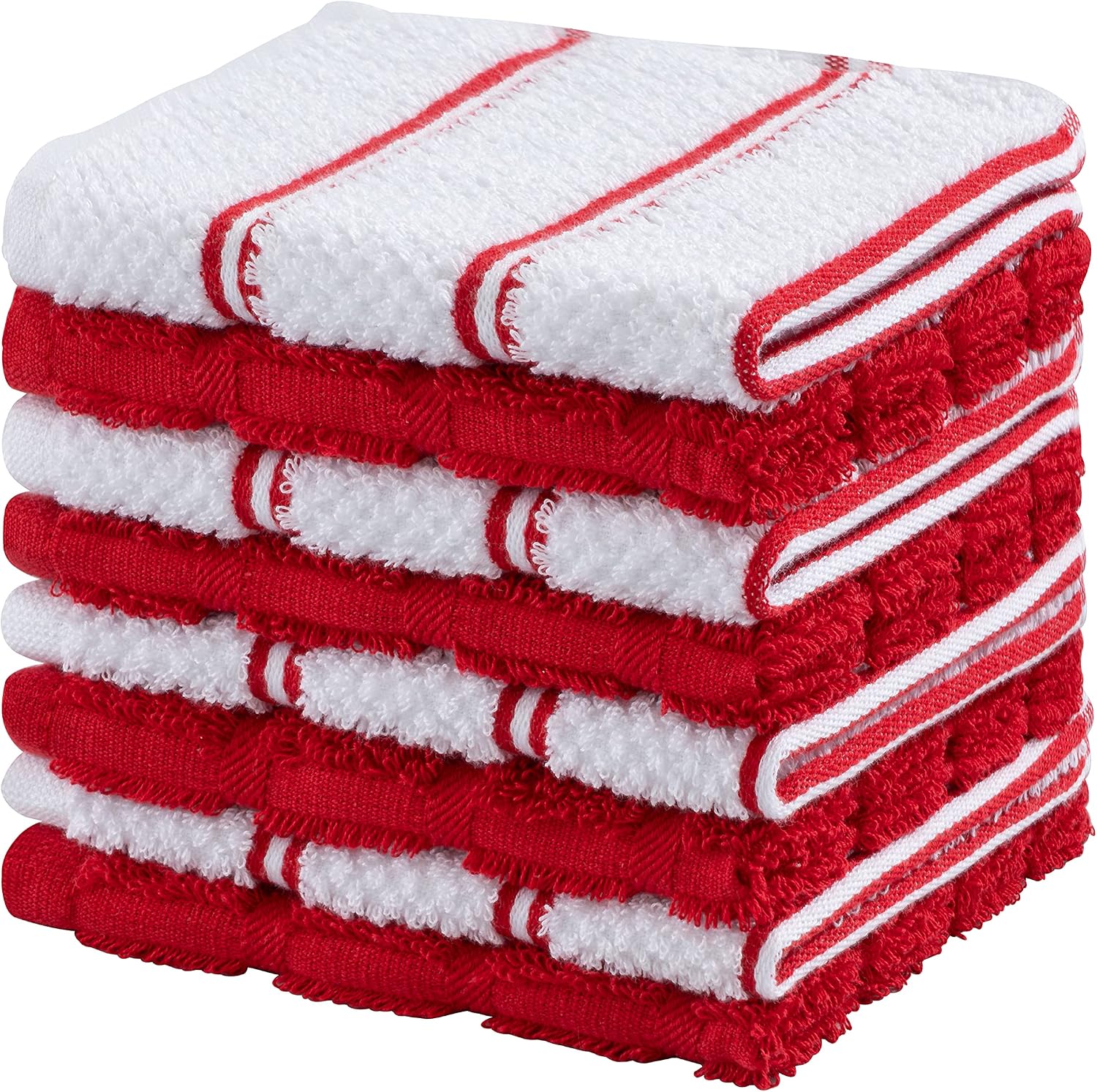 joybest 100% Cotton Terry Kitchen Dish Cloths, 8 Pack Super Soft and Absorbent Dish Towel Quick Drying Dish Rags, 12 in x12 in, Red