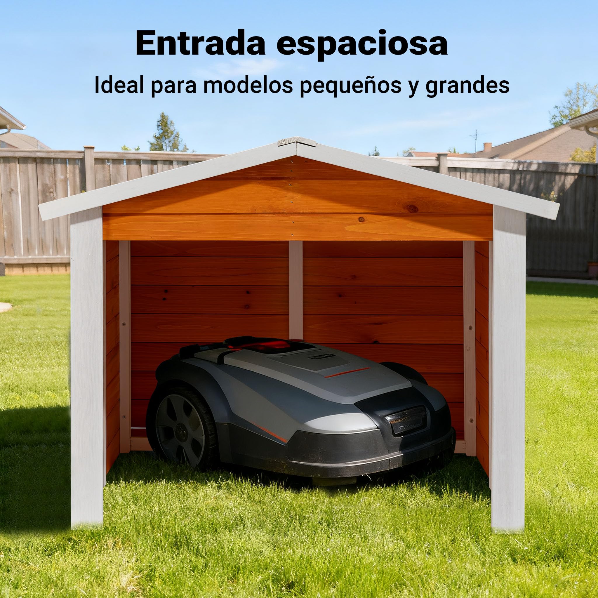 Garaje Robot cortacésped jardín Cubierta segadora Madera Jardinería Segadora automática Robot jardín