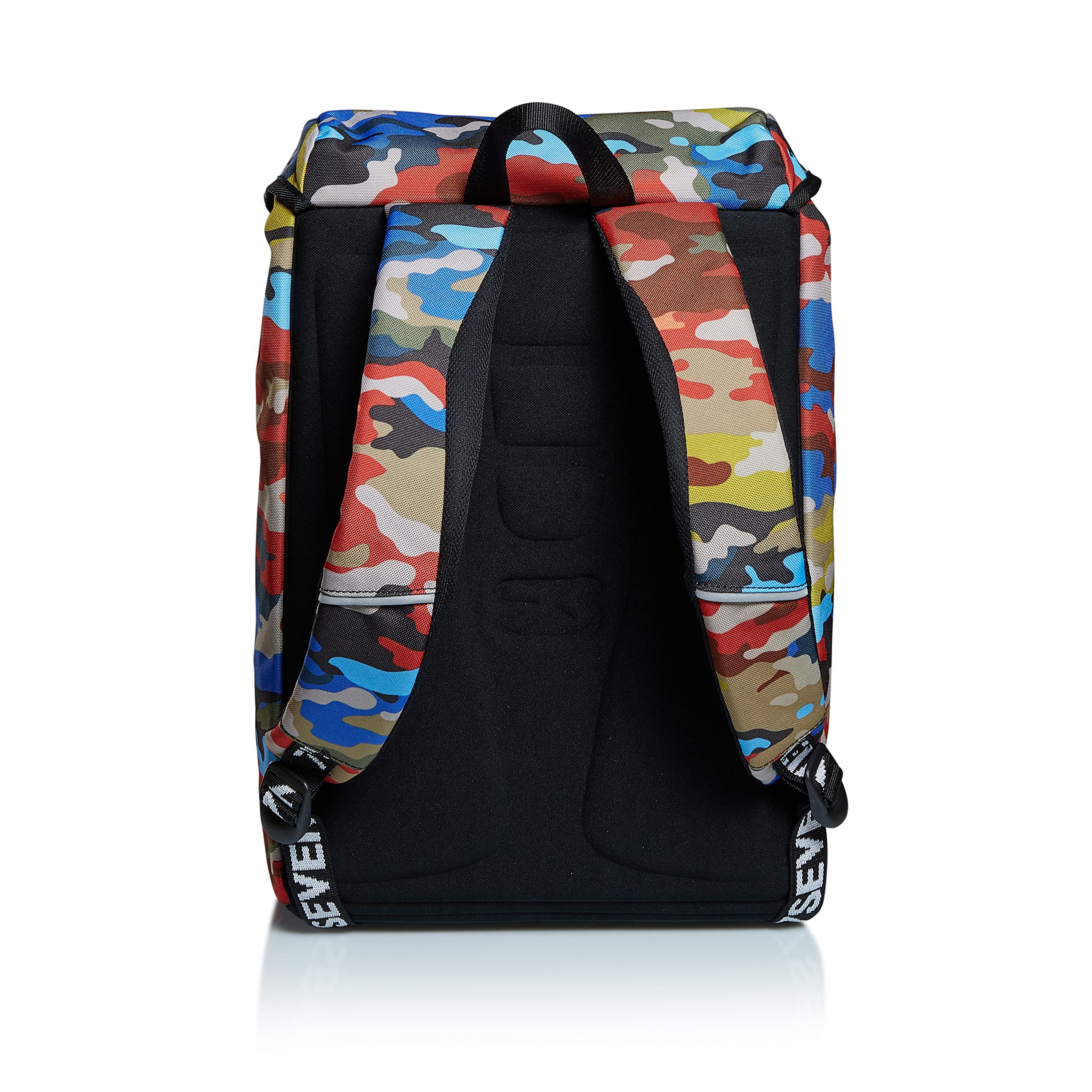 Zaino Scuola Estensibile SEVEN - ADVENTURE CAMO, Verde Militare, 28 Lt + Coprizaino Antipioggia Impermeabile