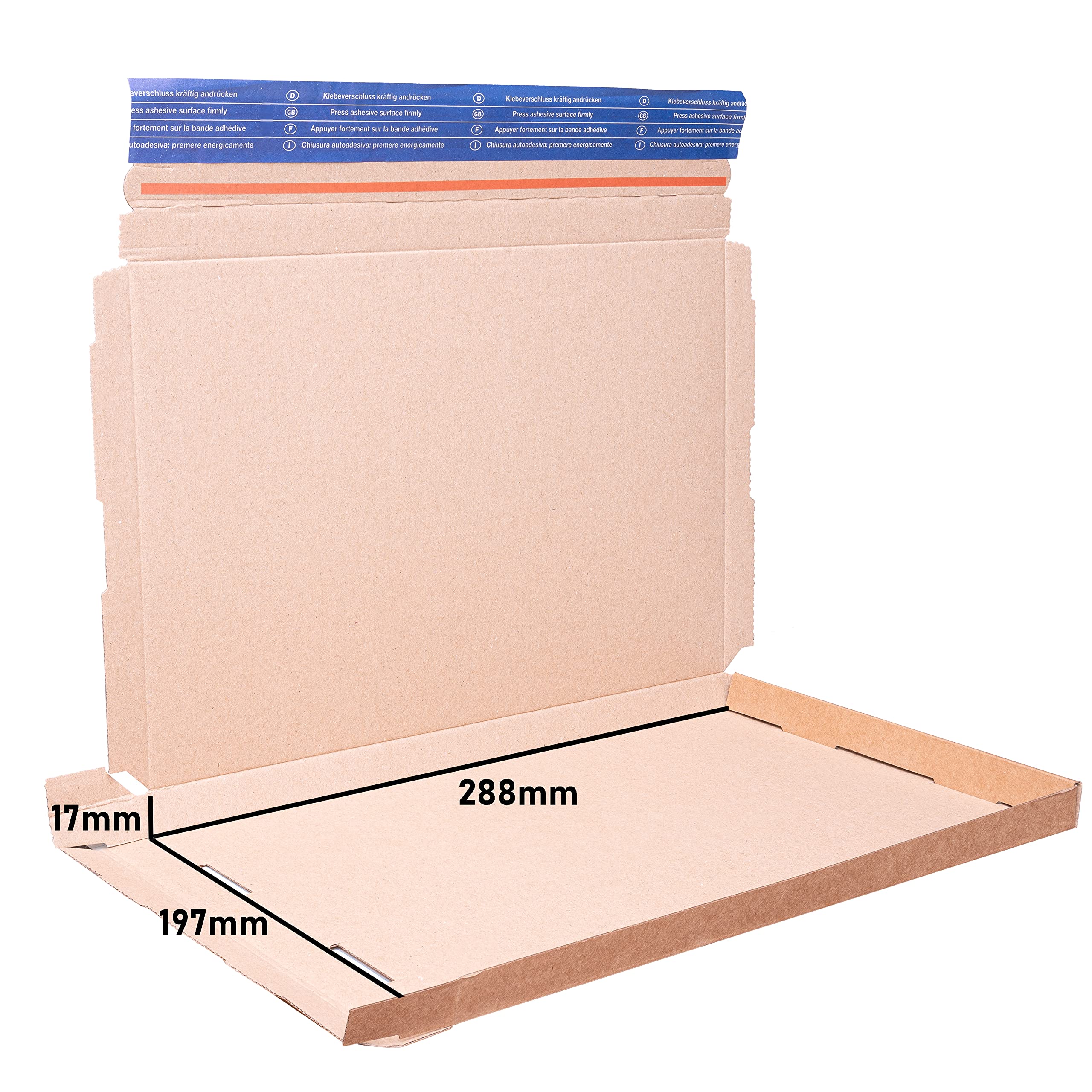 BIGtec 350 Großbriefkartons 300 x 200 x 20mm braun Faltschachtel Post Großbrief Karton Versand Verpackung Postkarton Selbstklebeverschluss selbstklebend Aufreißfaden DHL Paket Päckchen DPD Hermes GLS