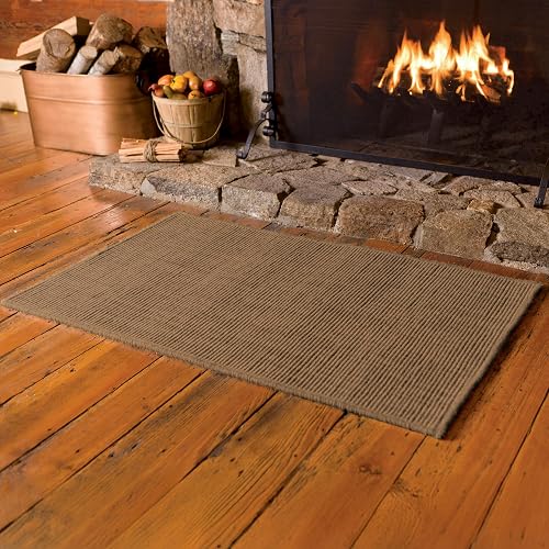 Plow & Hearth Dalton 2x3'6' Fireproof Hearth Rug | Mocha | Wool Blend Fireplace Mat | Hearth Rugs for Fireplaces Fire Re
