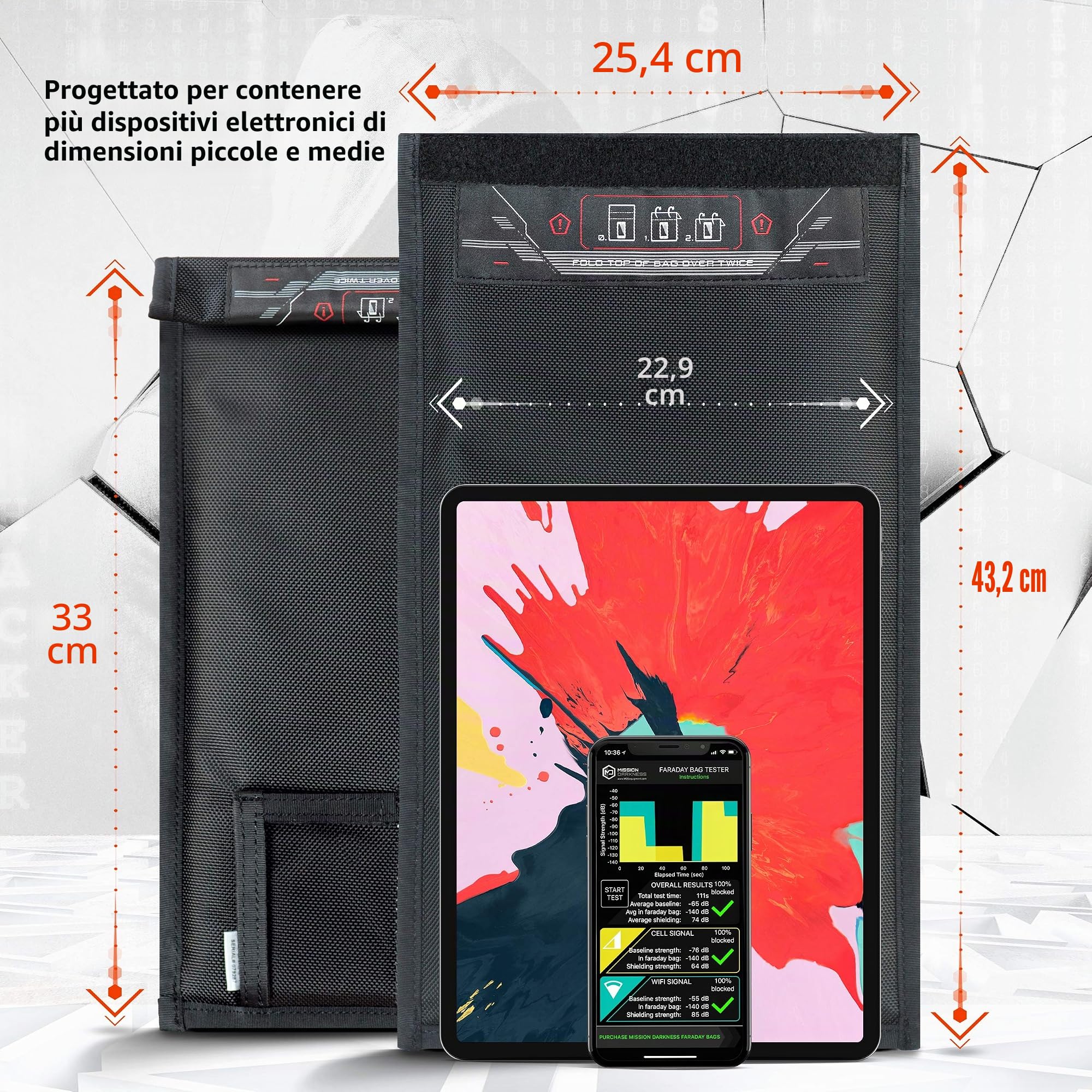 Mission Darkness Non-Window Faraday Bag for Tablets // Device Shielding for Law Enforcement, Military, Executive Privacy, EMP Protection, Travel & Data Security, Anti-hacking & Anti-tracking Assurance