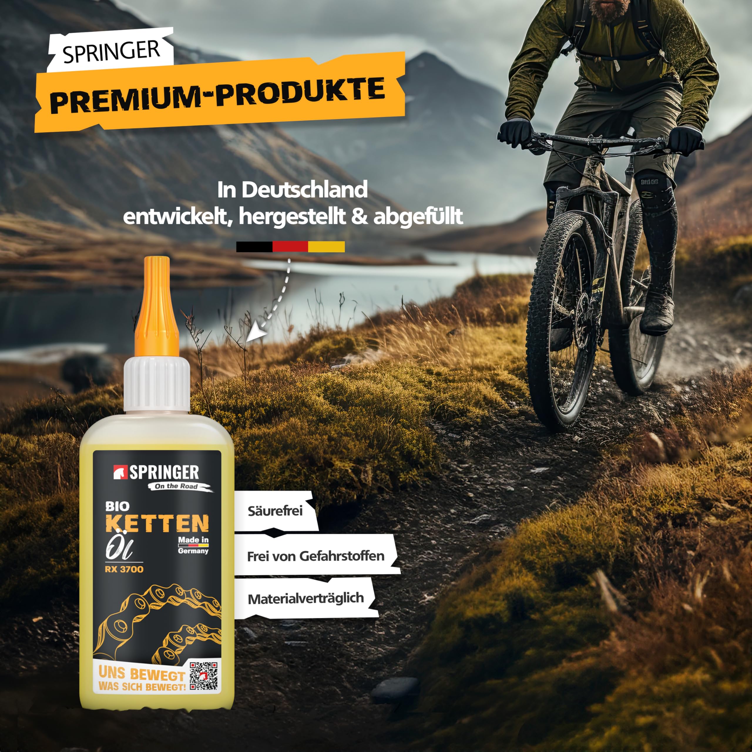 SPRINGER RX3700 – ekologiczny olej do łańcuchów 50 ml – Made in Germany – ochrona przed korozją i zużyciem – – – odporny na warunki atmosferyczne – smar do łańcuchów np. do rowerów elektrycznych i MTB