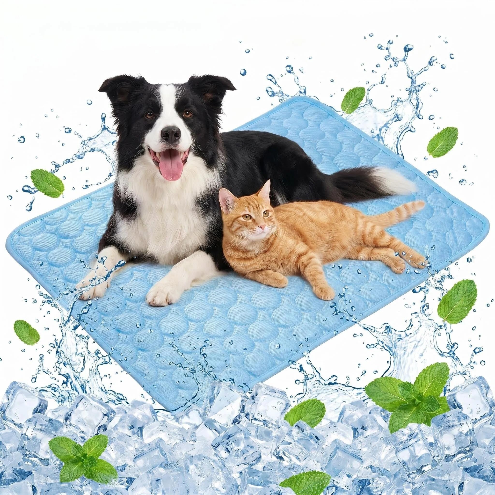 Durdiiy 2PCS Dog & Cat Cooling Mat, 40x50cm Durable Leakproof Pet Cool Portable Scratch-Resistant Non-Toxic Gel Self Pads Bed Mattress for Medium Dogs Cats Puppy in Hot Summer