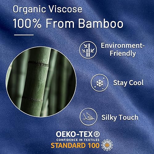 Miniatura 2 de NEXHOME PRO Edredón refrescante de viscosa de bambú, tamaño Queen, color azul marino, ligero, orgánico, natural, edredón fresco para dormir con