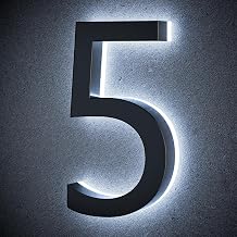 9 Inch Backlit House Numbers for Outside, Stainless Steel, LED Illuminated Home Address Number, Modern Lighted Address Signs for Houses, Restaurant, Waterproof