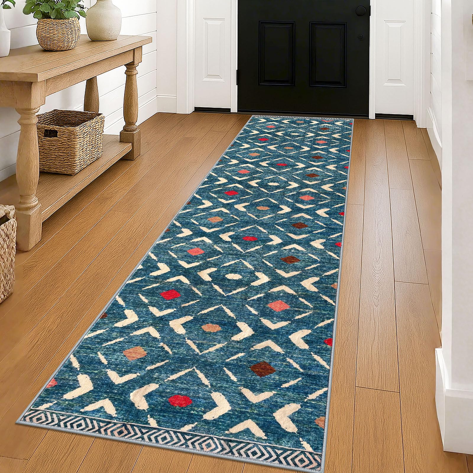 KILOCOCO Hallway Runner Rug 2'x8' Runners for Hallways Soft Washable Runner Rugs Non Slip Printed Low-Pile Runners for Bedroom Kitchen Living Room