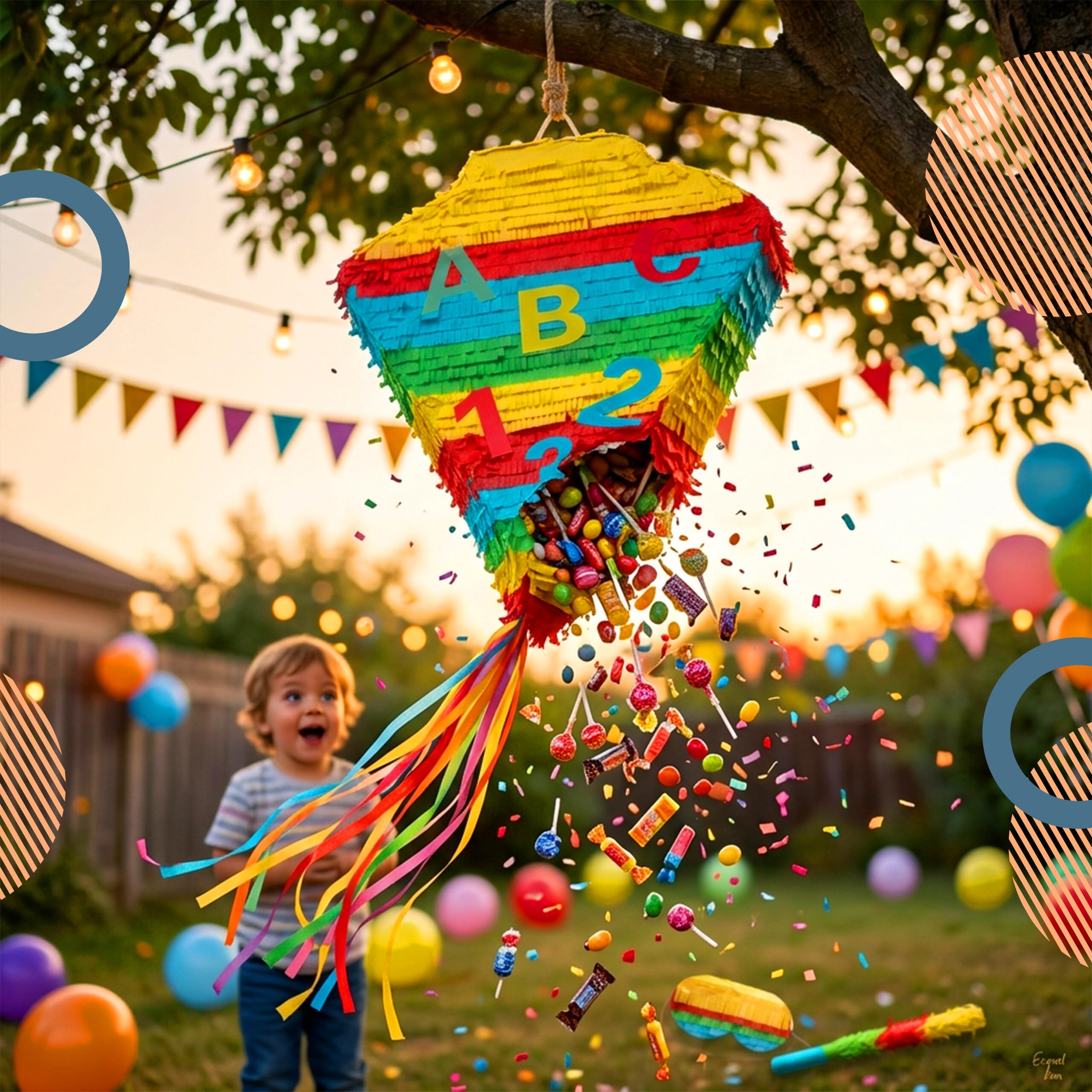 Relaxdays Pinata rozpoczęcie szkoły, z pałeczką i maską, impreza dla dzieci, początek roku szkolnego, do napełniania, wymiary: 48 x 36 x 7,5 cm, kolorowa
