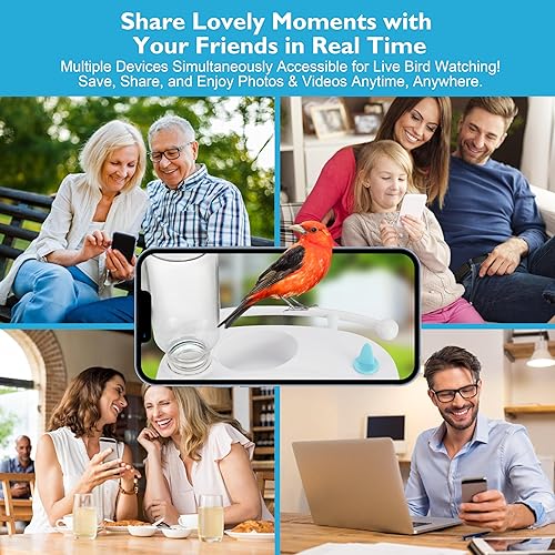 Miniatura 7 de T TICCI Comedero inteligente para pájaros con cámara alimentado por energía solar, cámara de identificación de especies de aves, comederos de