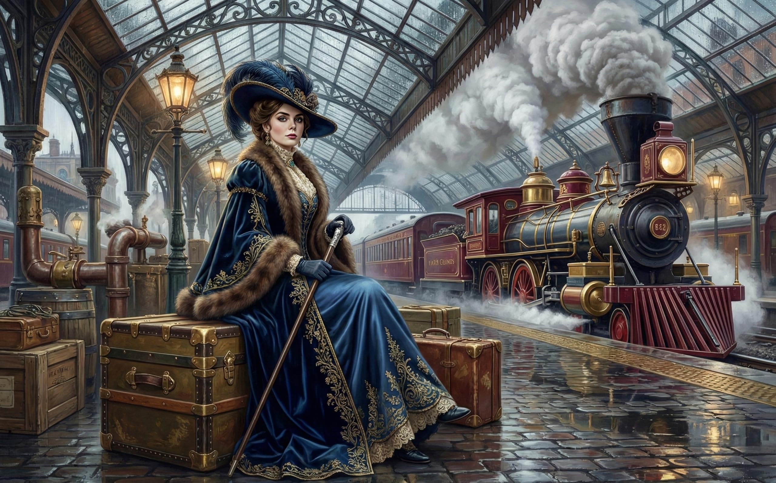 Victorian Train Station 500 Piece Wooden Jigsaw Puzzle,Gift Idea,Adults & Kids 14+,Whimsical Challenge,Wood,Educational Toy,Home Wall Decor,Stress Relief (52x38cm)