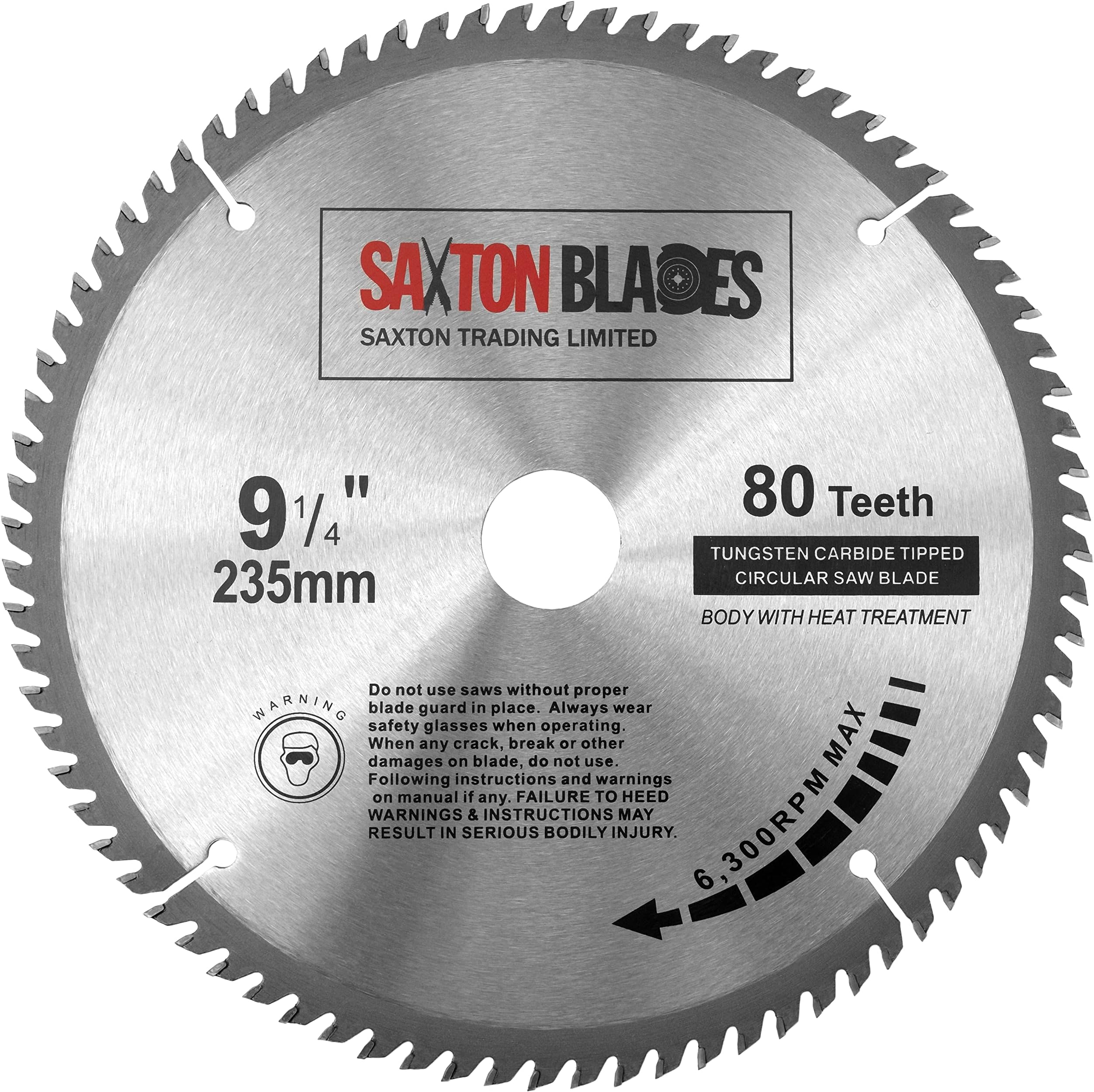 TCT19080TTCG Saxton TCT cirkelzaagblad 190mm x 80T x 30mm boring (16, 20 en 25,4mm ring) aluminium laminaat hardhout